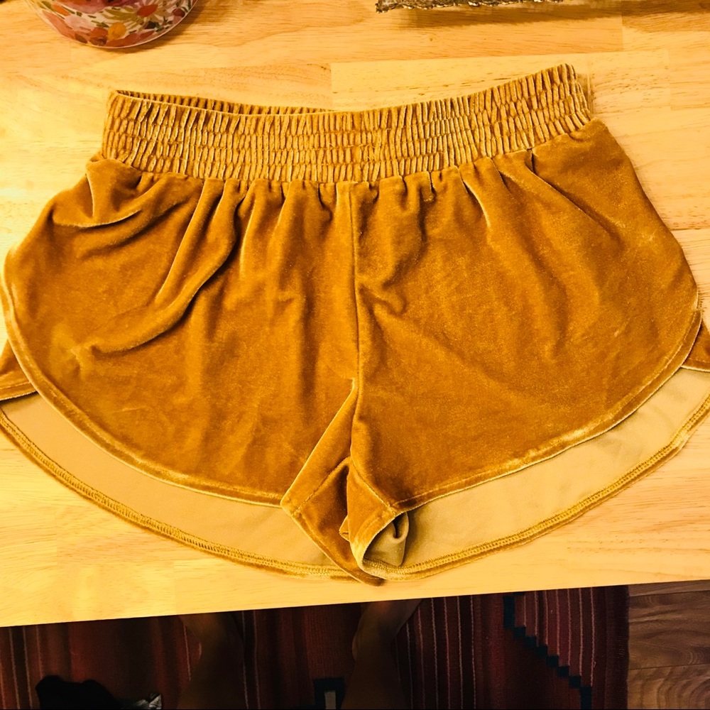 Velvet Mustard yellow dolphin shorts